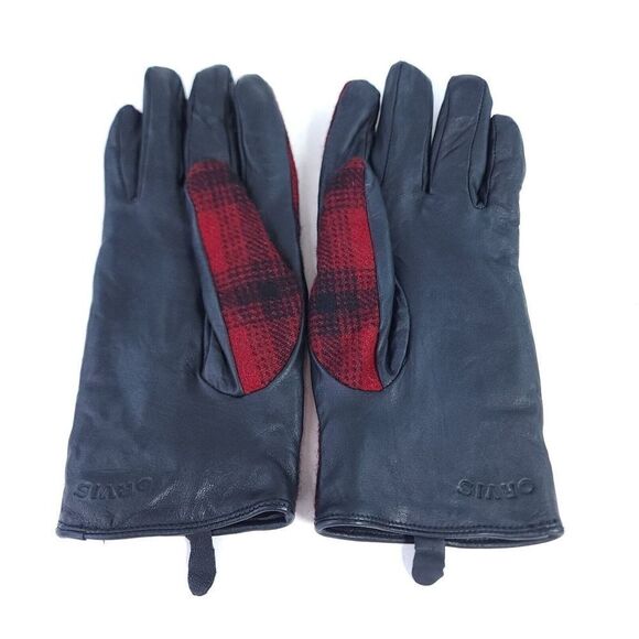 ORVIS Women's Wool Lined Leather Gloves Size M Red Black Plaid Winter Glove - Picture 4 of 9